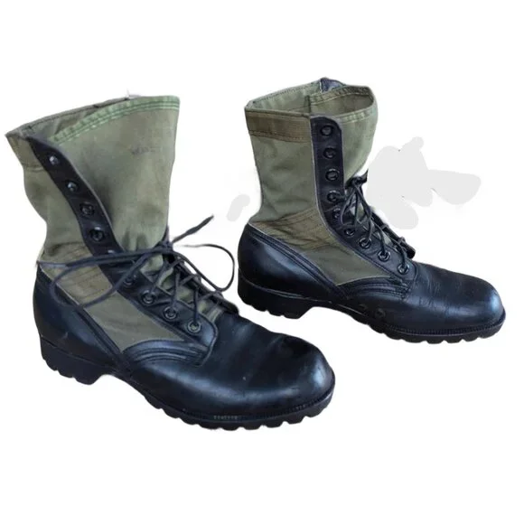 Vintage Men's Military Issue Green/Black Combat Boots - Size 8 - Picture 4 of 11